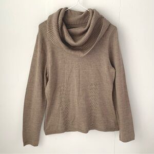 tan & nut-brown Willi Smith cowl neck sweater, acrylic